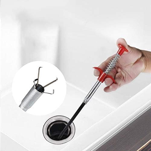 Drain Snake with Bendable Hose & 4 Claws - Flexible Hair Drain Clog Remover Tool for Sink, Toilet, Shower, and Tight Spaces, Grabber Claw Pick Up Reacher for Clogged Drains Cleaning (63in)