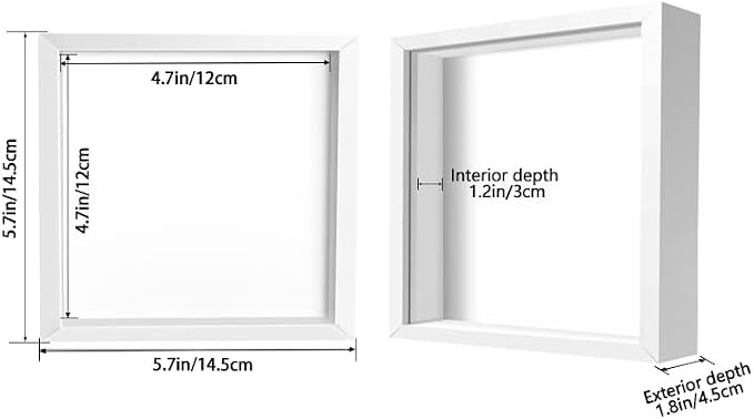 5x5 White Small Shadow Box Frame Display Case, Display Case Box - Image 2