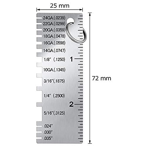 Weewooday 6 Pcs Wire/Metal Sheet Thickness Gauge Metal Tool Stainless Steel Welding One Sided Material Thickness Gauge Plated Size Inspection Tool