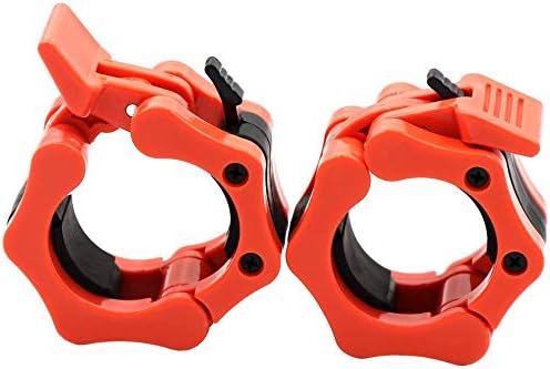 Barbell Clamps 2 inch, Heavy Duty Exercise Collars 2" Quick Release Pair of Locking Pro Olympic Weight Bar Plate Locks Collar Clips for Workout Weightlifting Fitness Training - ORANGE