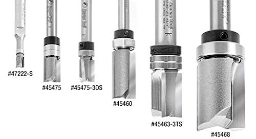 Amana Tool 45467 Carbide Tipped Flush Trim Plunge Template Router Bit 1 Inch Dia x 1-3/4 x 1/2 Shank with Upper Ball Bearing