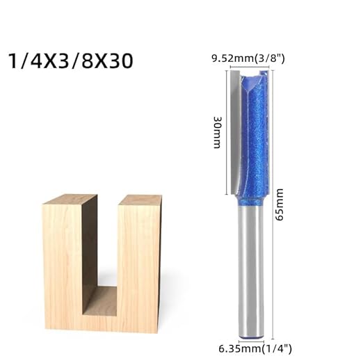 Professional Double Flute Straight Router Bits, 1/4 Shank Flush Trim Router Bit Set, Cutting Diameter Respectively 1/2”,1/4”, 3/8”,5/16” (Size 1)