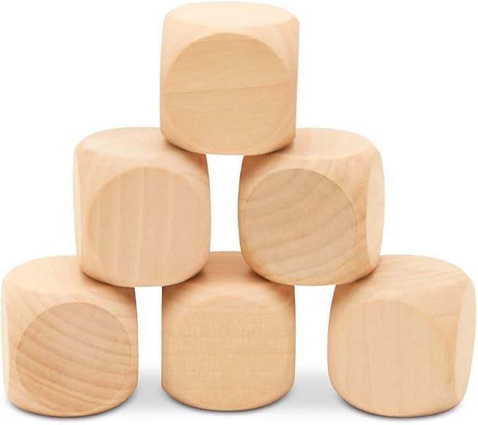 Woodpeckers Blank Wooden Dice for Crafting and Games, 1 Inch Wood Blocks by Woodpeckers