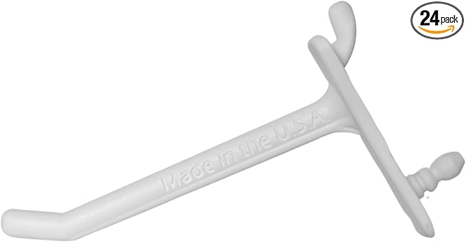 PegPro® 2" Hooks Kit for Modern Plastic or Metal Pegboard – Durable Plastic Pegboard Hooks - For Garage, Kitchen, Craft Room, and more (2" Hook - 24 Pack, White)