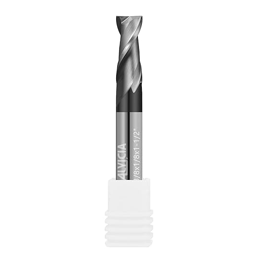 1/8" Micrograin Carbide Square End Mill Set 2 Flute HRC 55 AlTiN Coating End Milling Bits for Milling Alloy Steels, Hardened Steel, CNC Router Bits