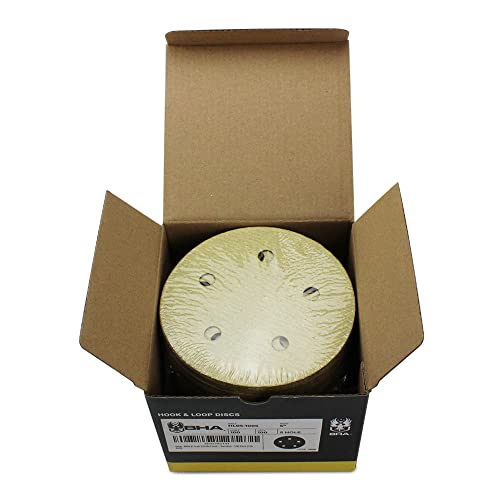 BHA 5" Inch 5 Hole Hook and Loop Sanding Discs for Orbital DA Sanders - 100 Pack (80 Grit)