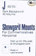 Pre-Cut Black Stamp Mounts Size J40/25 by Showgard