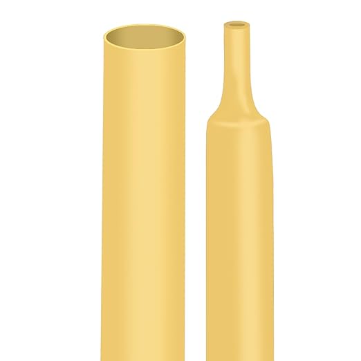 XHF 3/4 Inch 4Ft 3:1 Waterproof Heat Shrink Tubing Roll Marine Grade Adhesive Lined Heat Shrink Tube, Insulation Sealing Oil-Proof Wear-Resistant Yellow