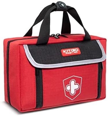 First Aid Kit - Waterproof Compact Small Emergency Medical Trauma Kit for Home, Travel, Camping, Hiking, Vehicle, Workplace Gift for Doctors, Parents, Travelers, Climbers (218 Piece Red)