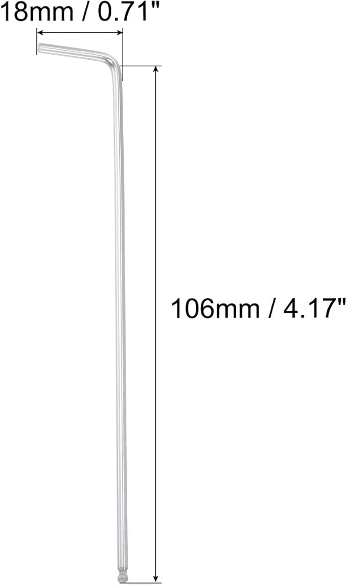 TOP-VIGOR 2Pcs 5/64" Ball End Hex Key Wrench, L Shaped Long Arm Allen Wrench for Household DIY, Professional Machine Repairing, CR-V
