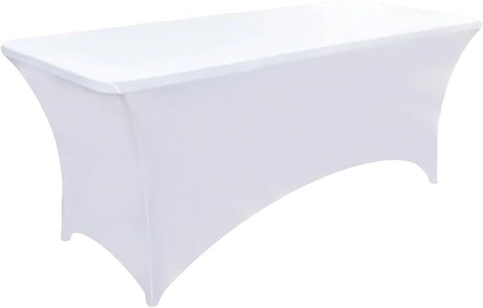 10-Pack 4ft White Spandex Table Covers - Image 8