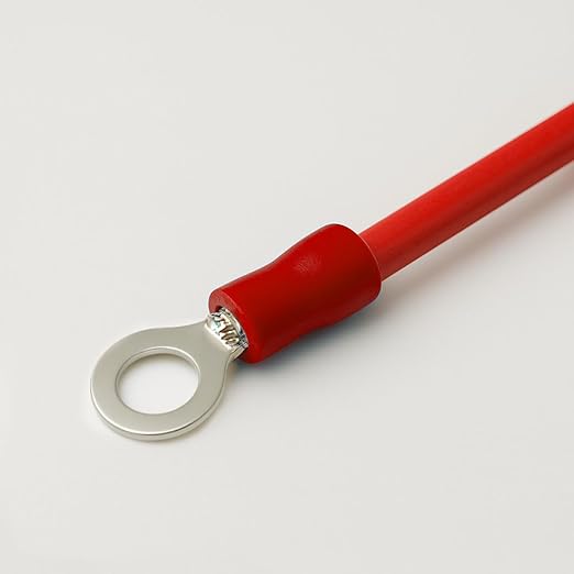 ANGSTROM #8 Bolt Ring Terminals, Insulated Electrical Crimp Connectors 100pcs (22-16ga Red)
