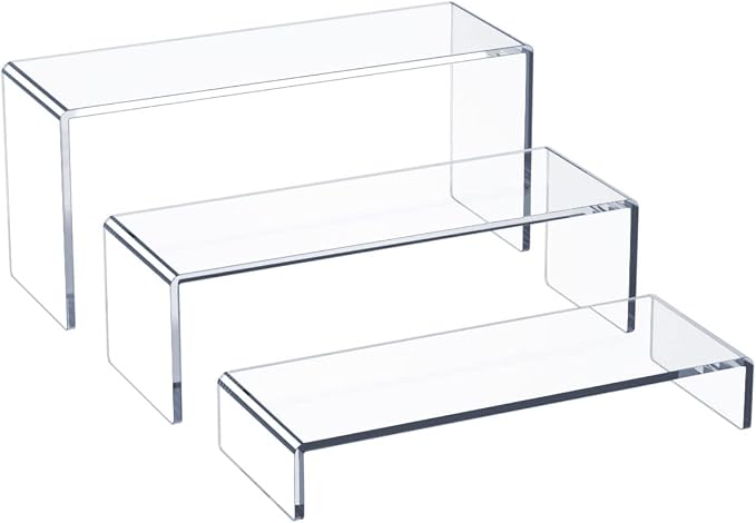 HIIMIEI Acrylic Display Riser, 3 Step 9" Large Acrylic Risers, Tiered Display by HIIMIEI