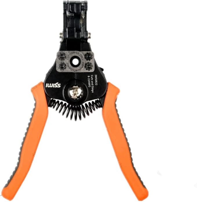 szhdxsy IWS0822 Manual Wire Stripper and Cutter, Multifunctional Electrical Stripper, Peeling Device, Wire Stripping Pliers, Wire Cutter, Orange, Alloy Steel & Plastic