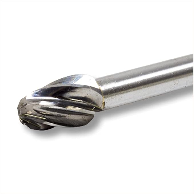 Benchmark Abrasives Ball Shape Premium Tungsten Carbide Burr with 1/4 Inch Shank Aluminum Cut Rotary Tool, Engraving Tool for Non-Metals Shaping Carving(SE-3NF)