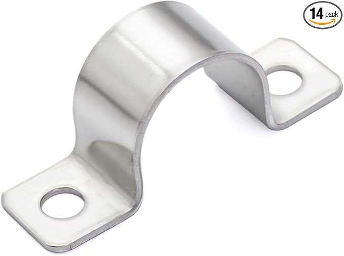 1-3/8 Inch Stainless Steel Conduit Clamps Two Hole Pipe Clamps Metal U Bracket Conduit Fixing Clips, Universal Clamp for Cylindrical Components - Fits OD 35 mm (Approx.1-3/8") | 14 Pcs