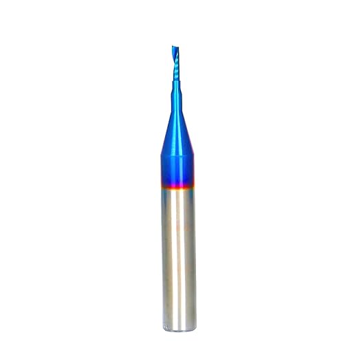 O Single Flute Upcut Spiral End Mill CNC Router Bit with NACO Coating for Plastic Cutting with Mirror Finish (1, 1/16 D x 1/4 CH x 1/4 SHK x 2L) UT116