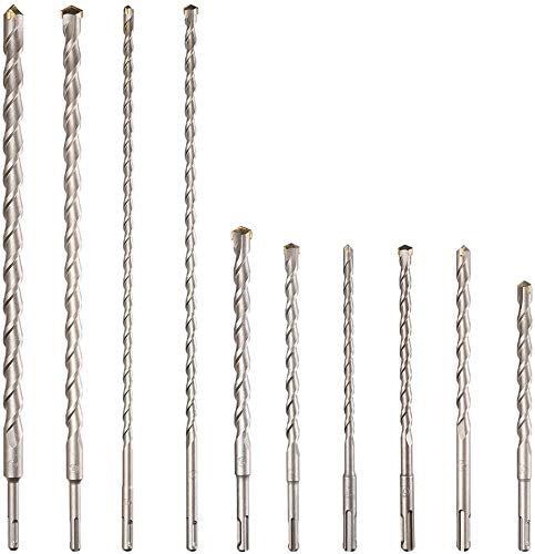 Rotary Hammer SDS Plus Drill Bits & Chisels Set- 20Pcs Concrete Masonry SDS Plus Drill Bits with Portable Plastic Box- SDS Plus Shank Fits Rotary Hammer