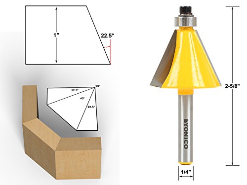 YONICO Router Bits Bevel Edge Forming Set 5 Bit 1/4-Inch Shank 13508q