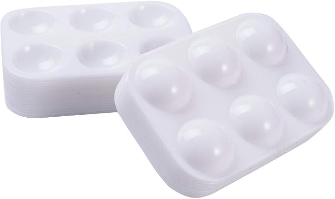 30 PCS White Plastic Paint Palettes 6 Well Rectangular Watercolor Palette - Image 3