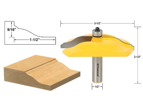 YONICO Raised Panel Cabinet Door Router Bits 3-1/2-Inch Diameter Ogee Bead 1/2-Inch Shank 12140