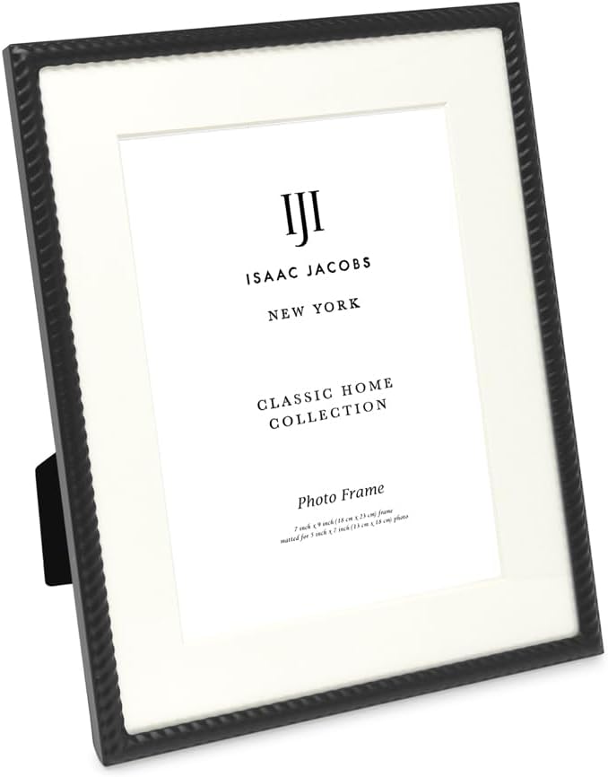 Isaac Jacobs 7x9 Black Metal Rope Border Picture Frame, Horizontal & Vertical by IsaacJacobs