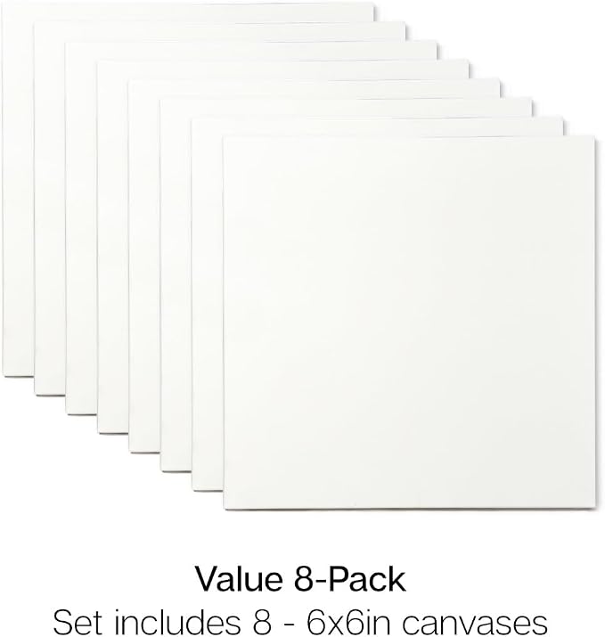 KINGART Stretched White Canvas Set – Square, 6x6 Inch, Triple Gesso Primed – - Image 2