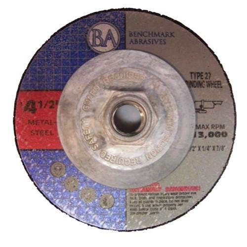 Benchmark Abrasives Grinder Cut Off Wheels 4 1/2 Inch Aluminum Oxide Depressed Center Type 27, 5/8"-11 Threaded Flange, 1/4" Thick Angle Grinder Cutting Disc Grinding Cutting Wheel - 10 Pack