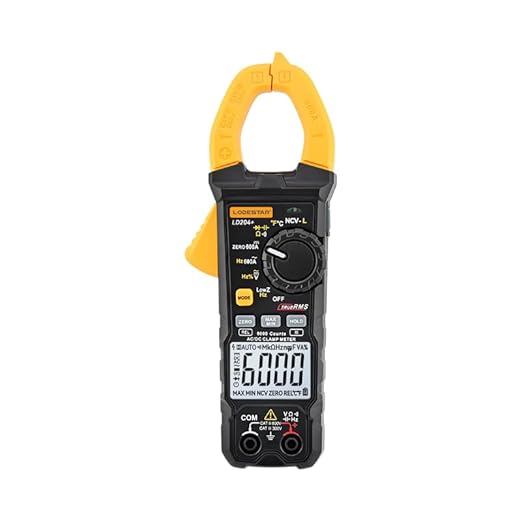 Digital Clamp Meter Multimeter 6000 Counts Voltage Tester with Auto Range, AC/DC Voltage, AC/DC Current, Resistance, Capacitance, ACV LowZ, Diode, Live Wire Test, NCV, True RMS,AC Current Meter LD204+