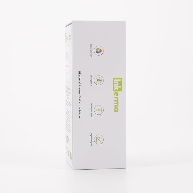 Laser Measurement Tool, Inkerma Bilateral Laser Distance Meter,Rechargeable Laser Measure with Color Backlit LCD Display, Angle Sensor, Pythagorean Mode, Area and Volume