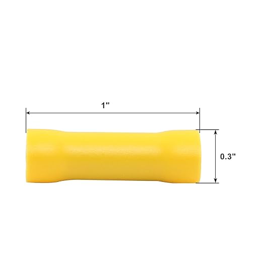 Hordion 120pcs 12-10 AWG Butt Splice Connectors, Yellow Butt Connectors Crimp Insulated Electrical Straight Wire Terminals