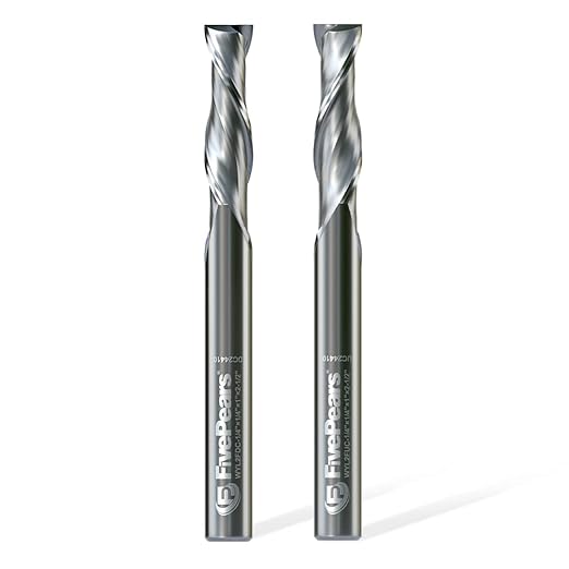 FivePears Up&Down Cut Spiral Router Bits Set for CNC, 1/4 inch Cutting Diameter and 1 inch Cutting Length 1/4 inch Shank Carbide End Mill Router Bit for Wood Carving Engraving Grinding Grooving