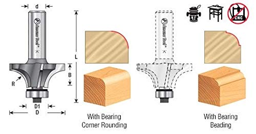 Amana Tool - MRR112 Carbide Tipped Miniature Corner Rounding 1/4 Radius x 11/16 Dia x 13/3