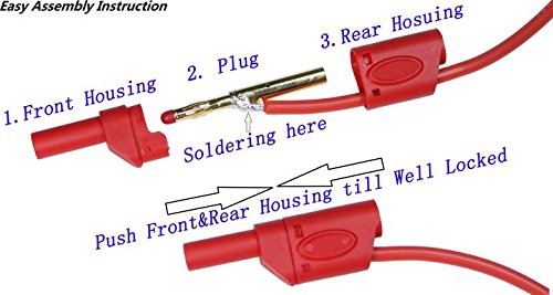 10Pcs Safety Fully Insulated Multimeter Test Leads 4mm Banana Plugs Male Stackable Connectors with Banana Jack Adapters