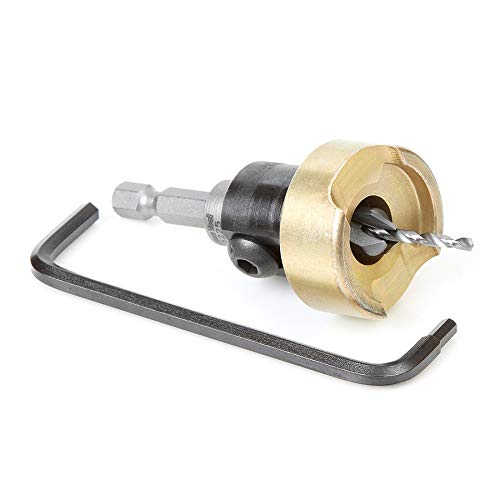 Amana Tool 82 Degree Countersink with Drill Bit Depth Stop and No-Thrust Ball Bearing, 55225, 3/8 D x 3/32 Drill D x 1/4 Inch Quick Release Hex Shank