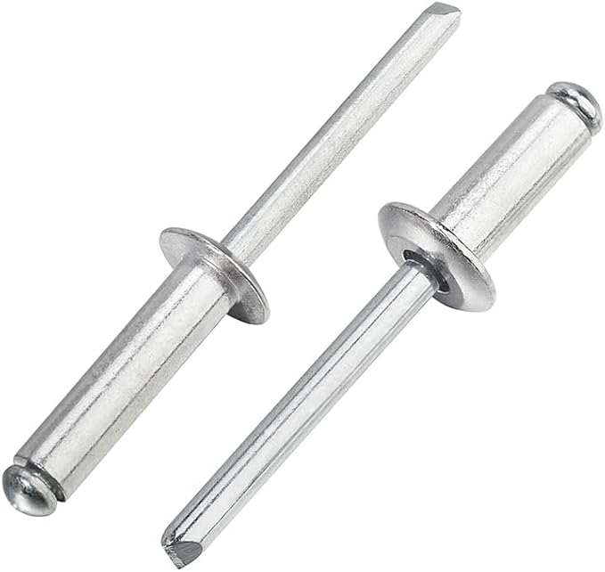 Linkup 500pcs pack 2.4mm x 12mm Pop blind Rivets, 2.4mm x 12mm pop rivets,Aluminum Body Steel Mandrel Rivets (Silver),Dome Head aluminum rivets