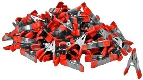 Wideskall® 2" inch Mini Metal Spring Clamps w/Red Rubber Tips Clips (Pack of 60)