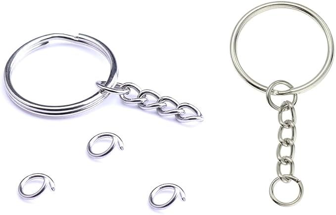 50Sets 1 inch Keychain Rings Silver Split Round Key Ring - Image 9