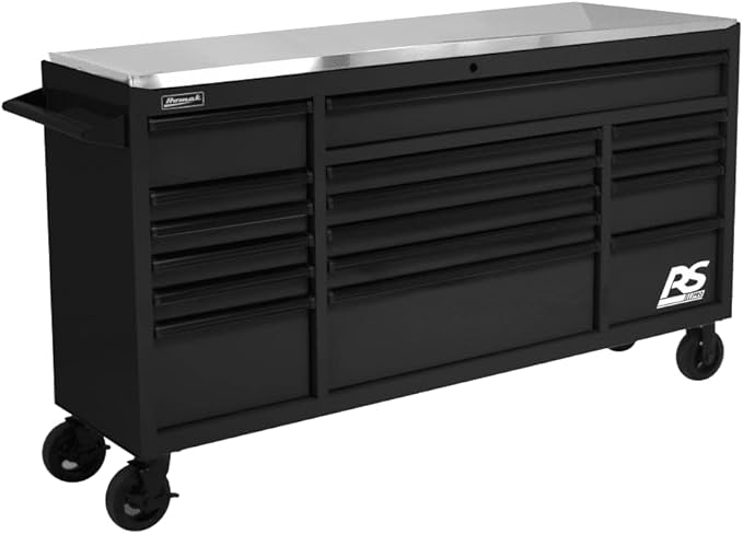 Homak 72” Roller Cabinet w/Stainless Steel Top RS Pro Workstation (Midnight Black)