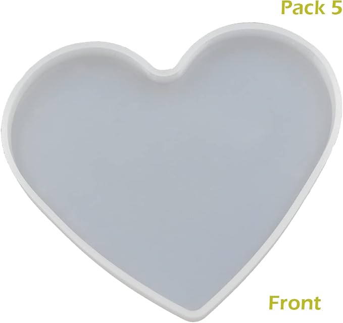 5Pcs Love Heart Epoxy Mold DIY Resin Casting Heart Base Coaster Silicone Mold - Image 3