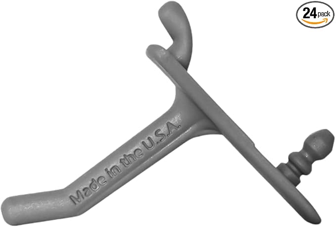 PegPro® 1" Hooks Kit for Modern Plastic or Metal Pegboard – Durable Plastic Pegboard Hooks - For Garage, Kitchen, Craft Room, and more (1" Hook - 24 Pack, Gray)
