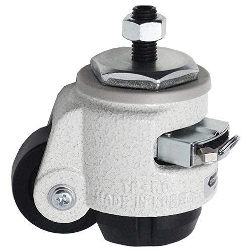 2' Retractable Leveling Caster with Ratcheting and Stemless | Nylon Wheel and NBR Pad | Ivory Color | 550 LBS Load Capacity | Single Caster