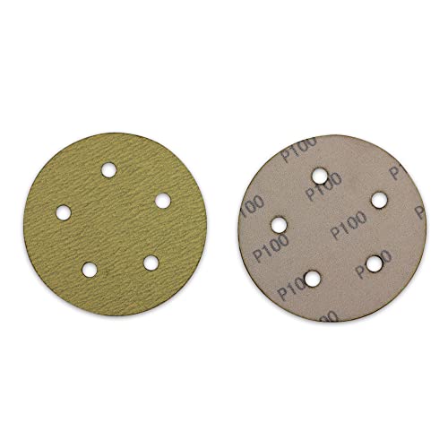 BHA 5" Inch 5 Hole Hook and Loop Sanding Discs for Orbital DA Sanders - 100 Pack (400 Grit)