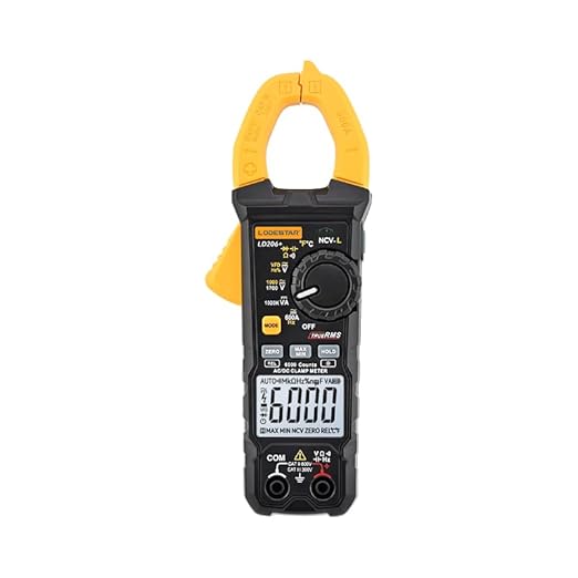 Digital Clamp Meter 6000 Counts Voltage Tester with Auto Range,AC/DC High Voltage,AC/DC Current,DC Power, ACV VFD, Resistance, Capacitance, Diode, Live Wire Test, NCV, True RMS,AC Current Meter LD206+