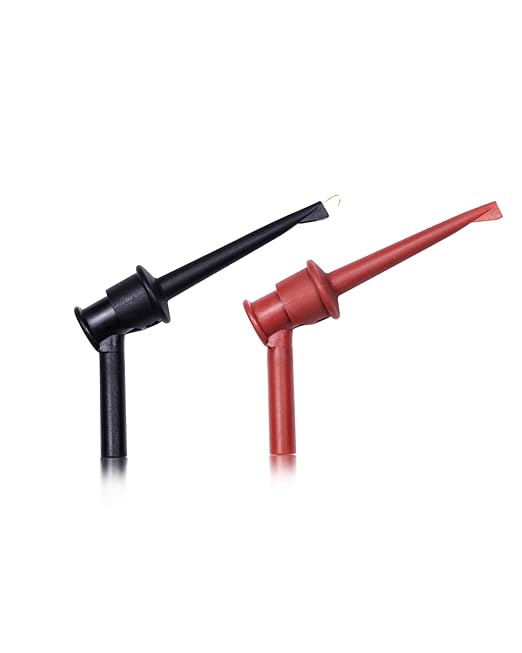 Mini Grabber with 4MM Banana Jack, Mini Test Hook Clips for Multimeter Leads Push on Probe(2PCS)