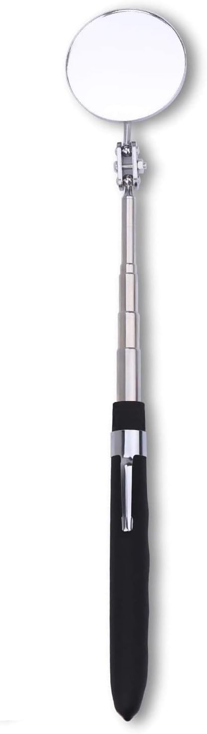 Inspection mirror telescoping Round Mirror 20 lb telescopic magnet, 85mm/50mm round mirror set Inspection Tool for Checking Vehicle, Observing Eyelashes Mouth and Other Small Parts Extended