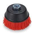 BHA 4" Abrasive Filament Nylon Bristle Cup Brush, 5/8-11 Threat Arbor - Red (120 Grit)