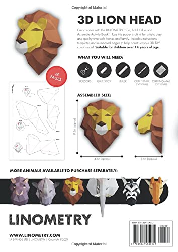 Linometry - 3D Lion Paper Model: A cut, and glue paper model activity book. - Image 2
