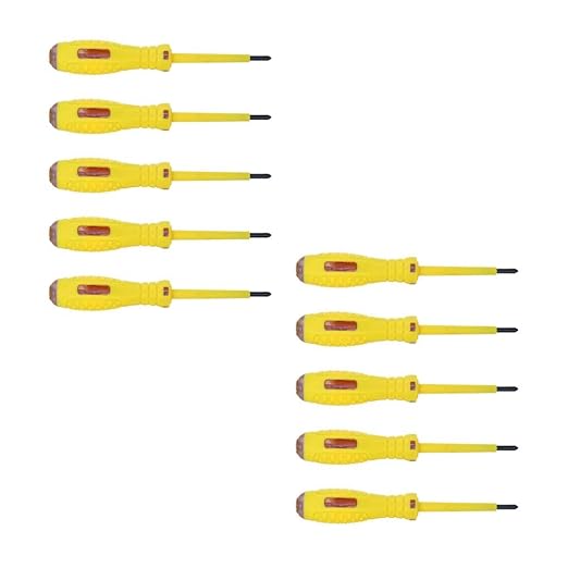 Fielect 10pcs Circuit Tester, Voltage Tester Pen Screwdriver Electric Test Detector, Phillips Screwdriver Test Pencil 100-500V
