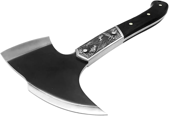 Black Chopping Axe, Full Tang Wooden Handle Wood Splitting and Cutting, Camping Outdoor Hatchet with Sheath, Retro Design for Bushcraft Axes